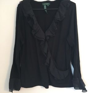 Ralph Lauren Ruffle Neck Long Sleeve Shirt XXL